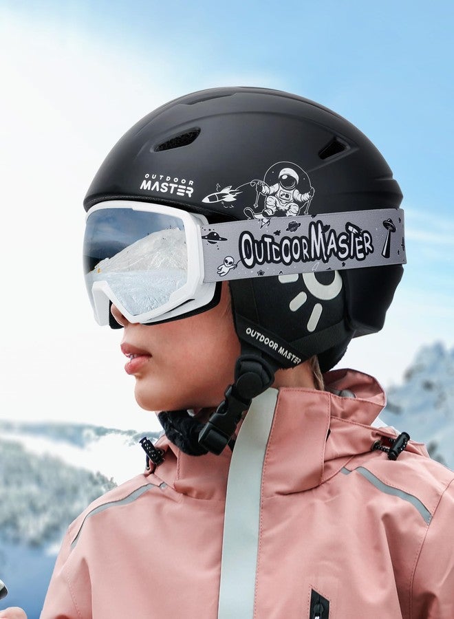 اوت دور ماستر طقم خوذة ونظارات تزلج للأطفال من OutdoorMaster Anoa - حماية من التزلج على الجليد مع خوذة ثلج قابلة للتعديل، خوذات معتمدة لرياضات الثلج للأولاد والبنات والشباب - أسود، صغير - Image 2